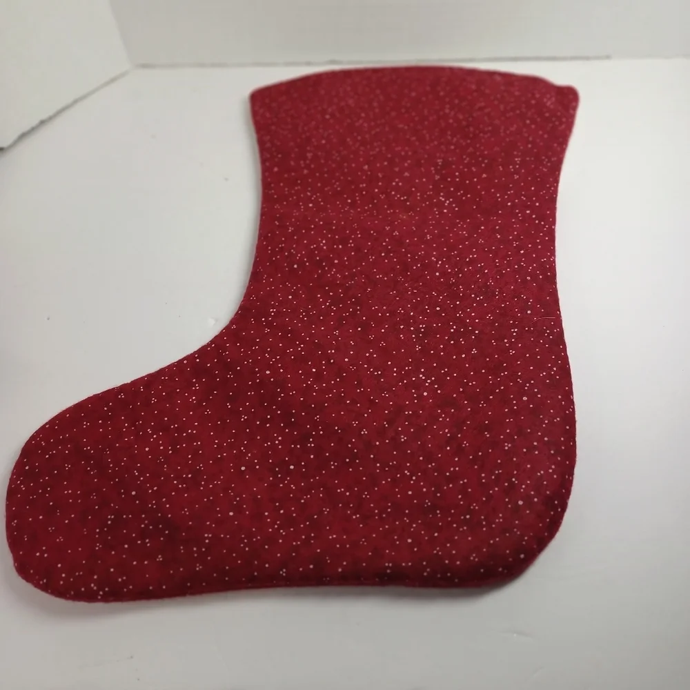 17 inch Holiday Christmas Quilted Stocking- 3D Appliqué Snowman/Tree/Snow Flakes